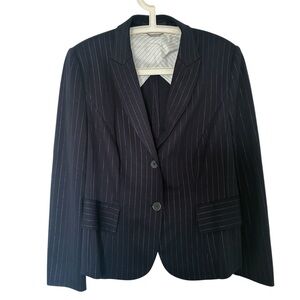 Designer Marc Cain Midnight Blue Pinstripe Blazer N6 (US 12 / XL)
